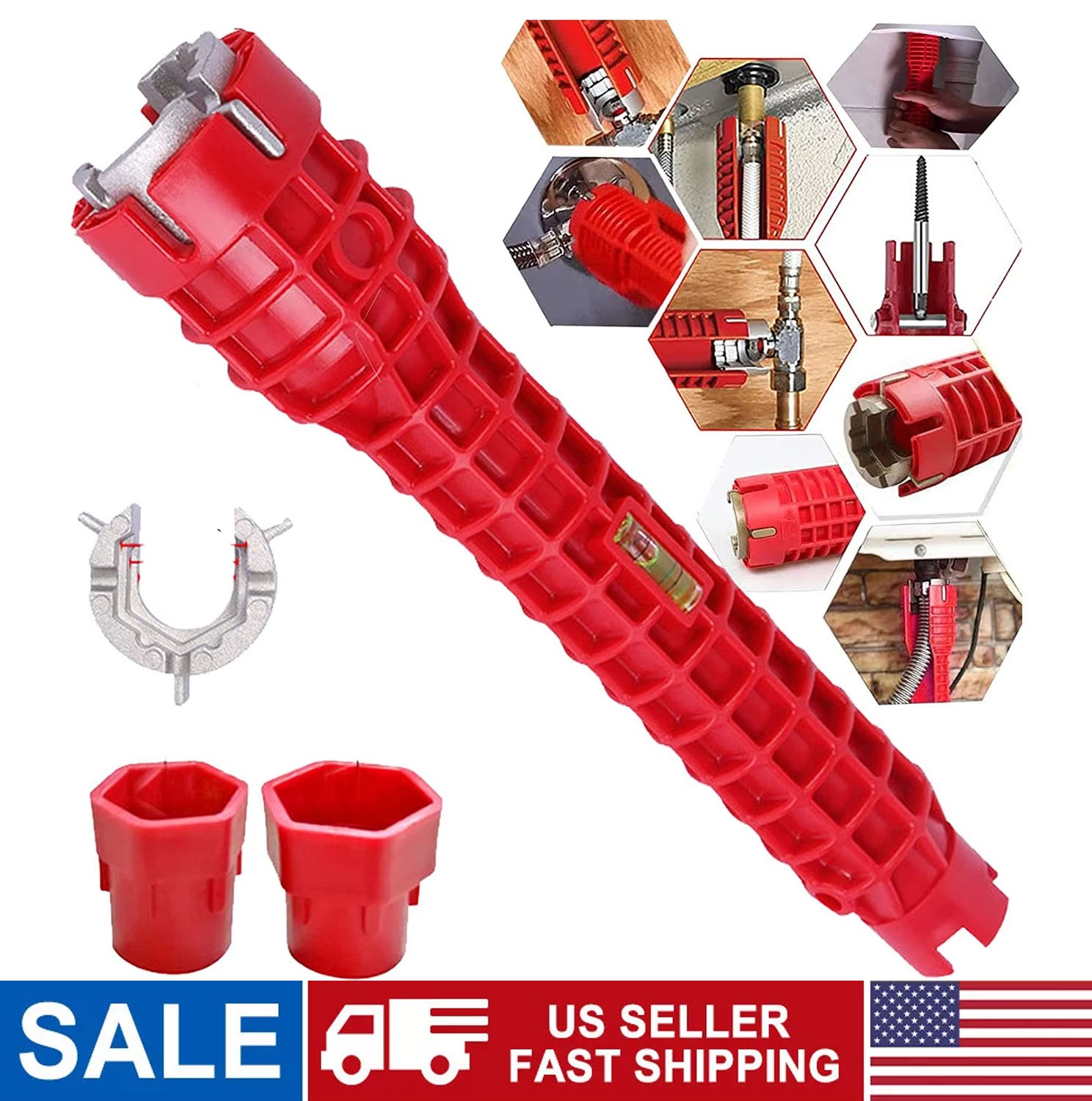 5 in 1 Faucet Sink Installer Home Multi Tool Pipe Wrench For Plumbers Homeowners