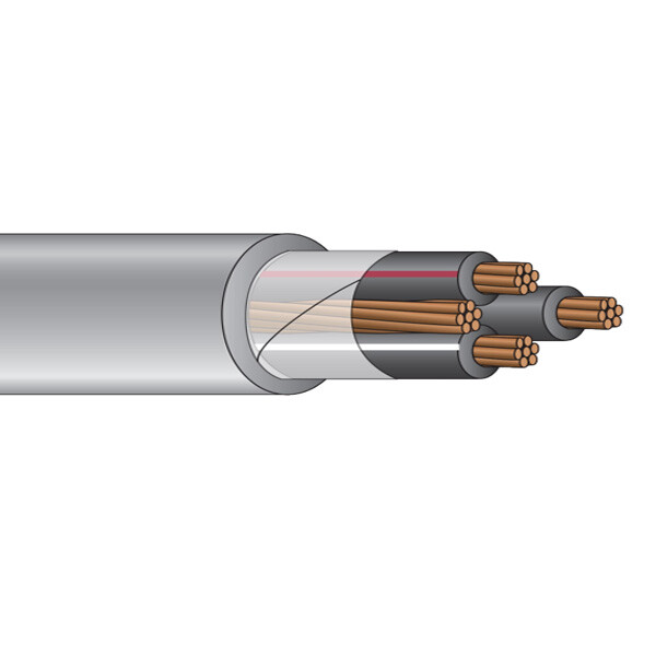 2-2-2-4 Copper SER Service Entrance Cable PVC Jacket Gray (130 Amp) 600V