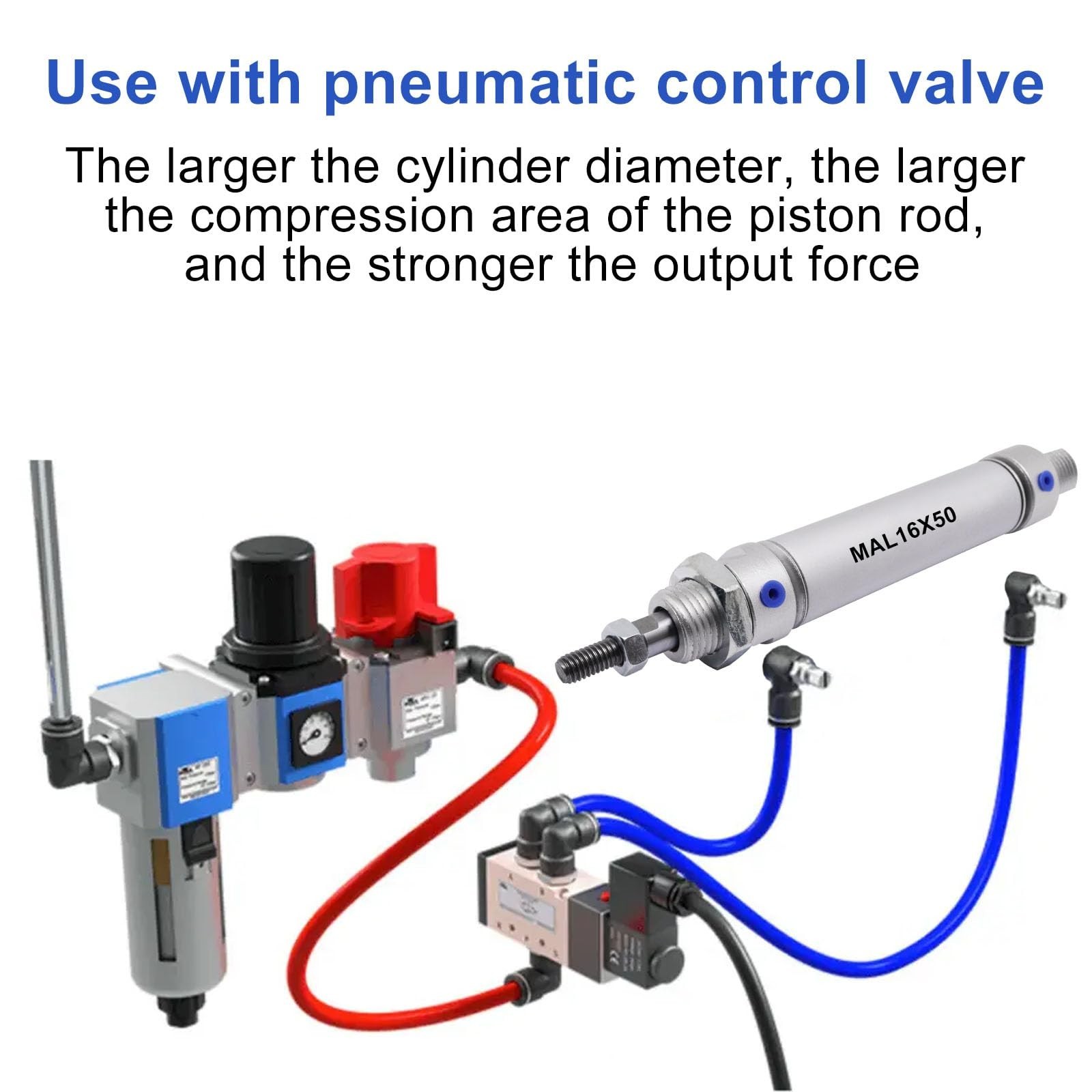 Pneumatic Cylinder 16mm Bore 50mm Stroke Air Cylinder Single Rod Double Actio…