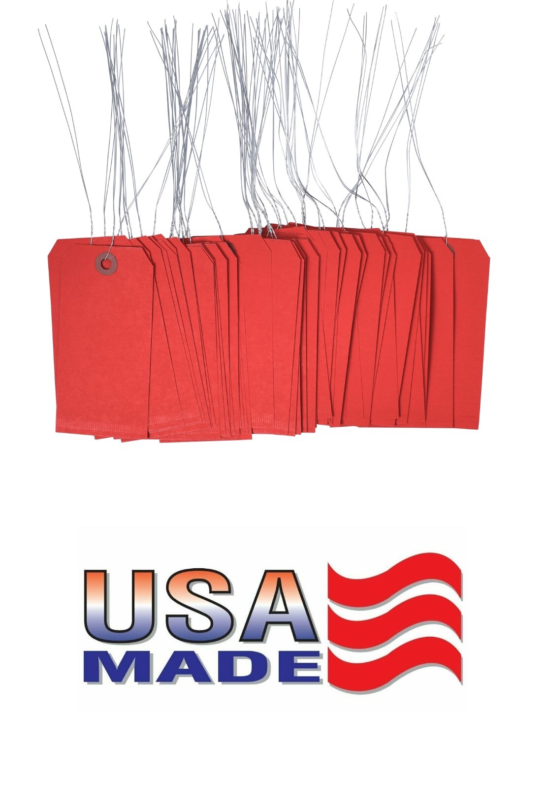 1000 pcs of 4 3/4″ x 2 3/8″ Size 5 Red Cardstock Hang Tag Tags with Wire 13 Pt