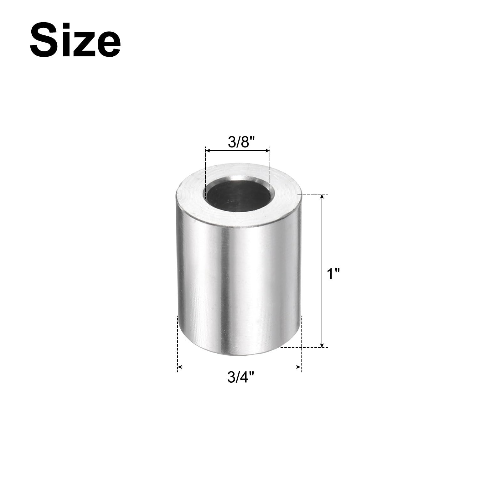uxcell 2pcs Stainless Steel Spacer 3/8″ 3/8″ID x 3/4″OD x 1″Length, Silver