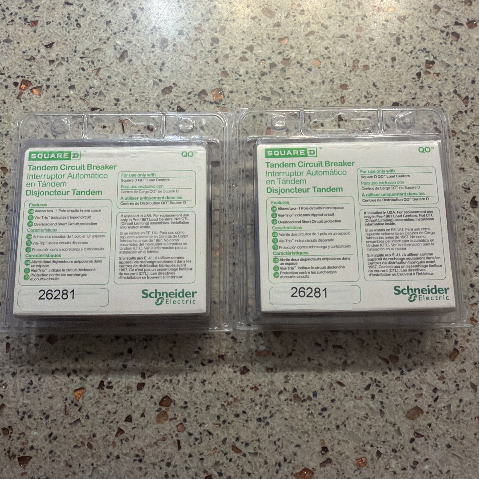 Square D QO2020 QO2020C Twin/Tandem 20/20A 2 Single Poles Breaker Lot Of 2