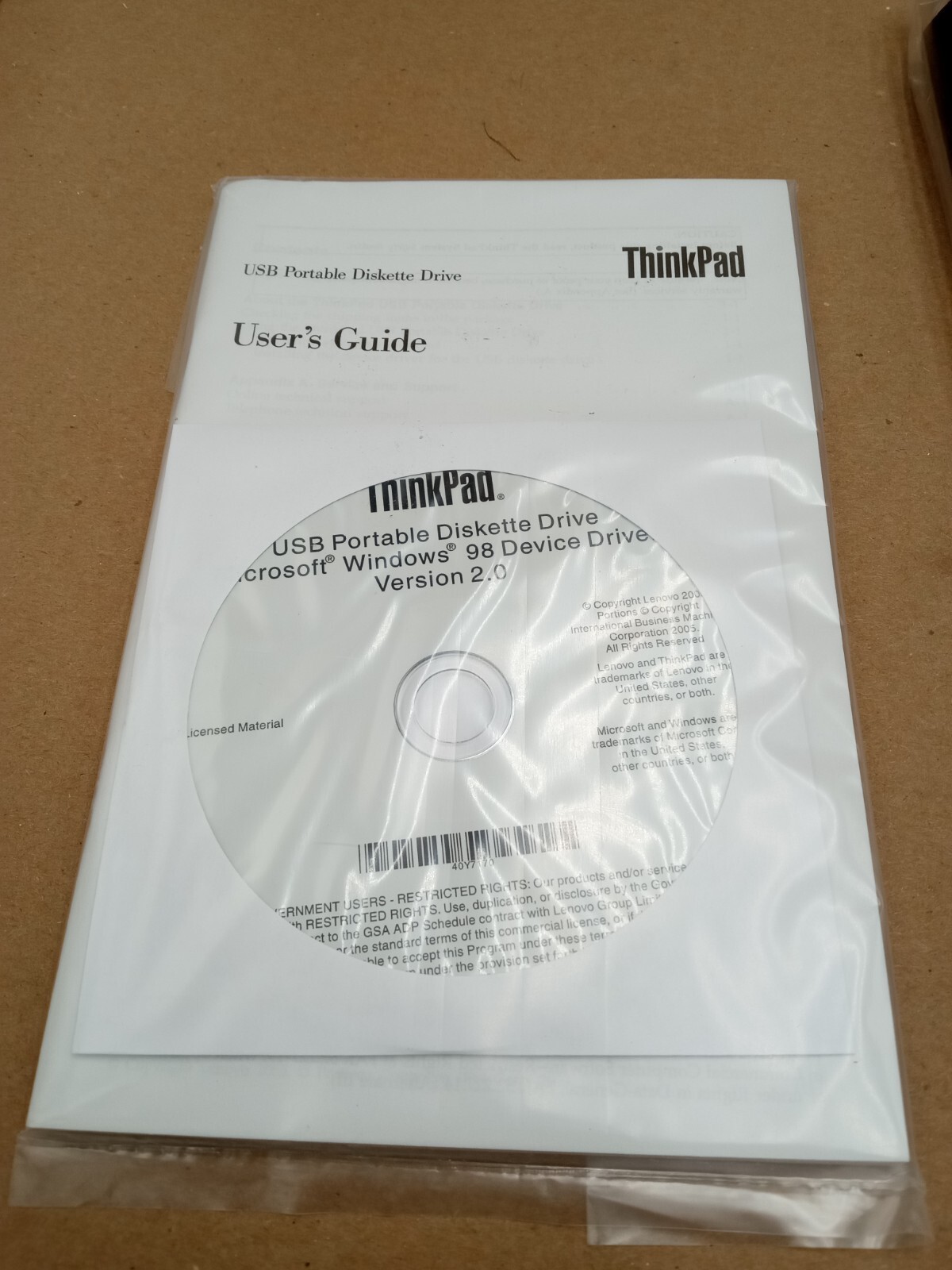 Genuine Vintage Lenovo USB Portable 3.5″ Diskette Disk Drive 1.44mb bag Software