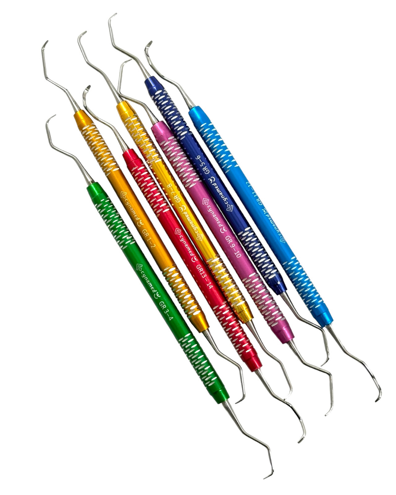 7PC HIGH GRADE GRACEY CURETTE SCALER MULTICOLOR PERIODONTAL DENTAL INSTRUMENTS