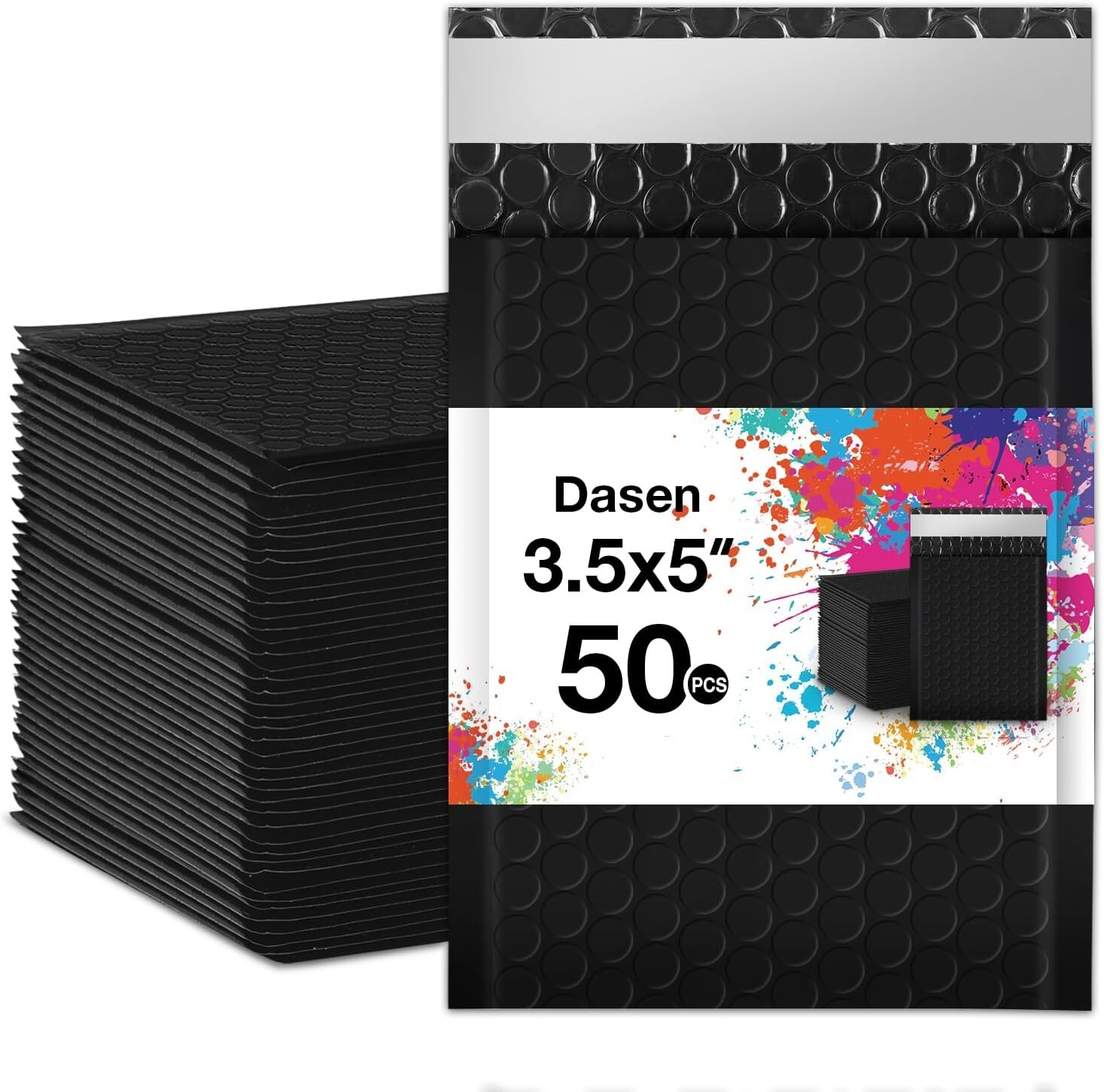 Bubble Mailers 3.5X5 Inch 50 Pcs Small Self-Sealing Mail Shipping Bags Black Pad