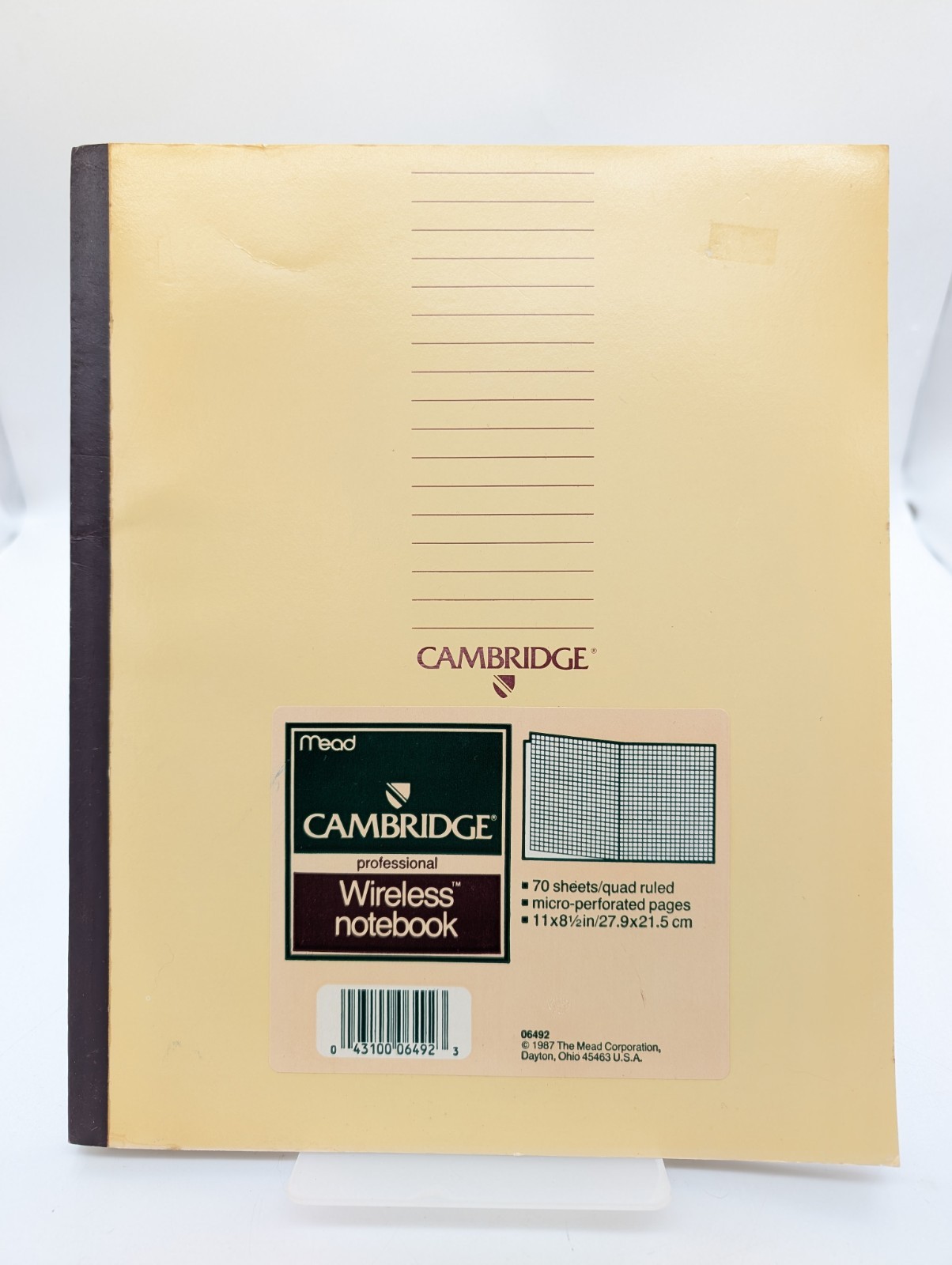 Vintage 1987 Mead Cambridge Wireless Notebook Quad Ruled Graph 70 Sheets 06492