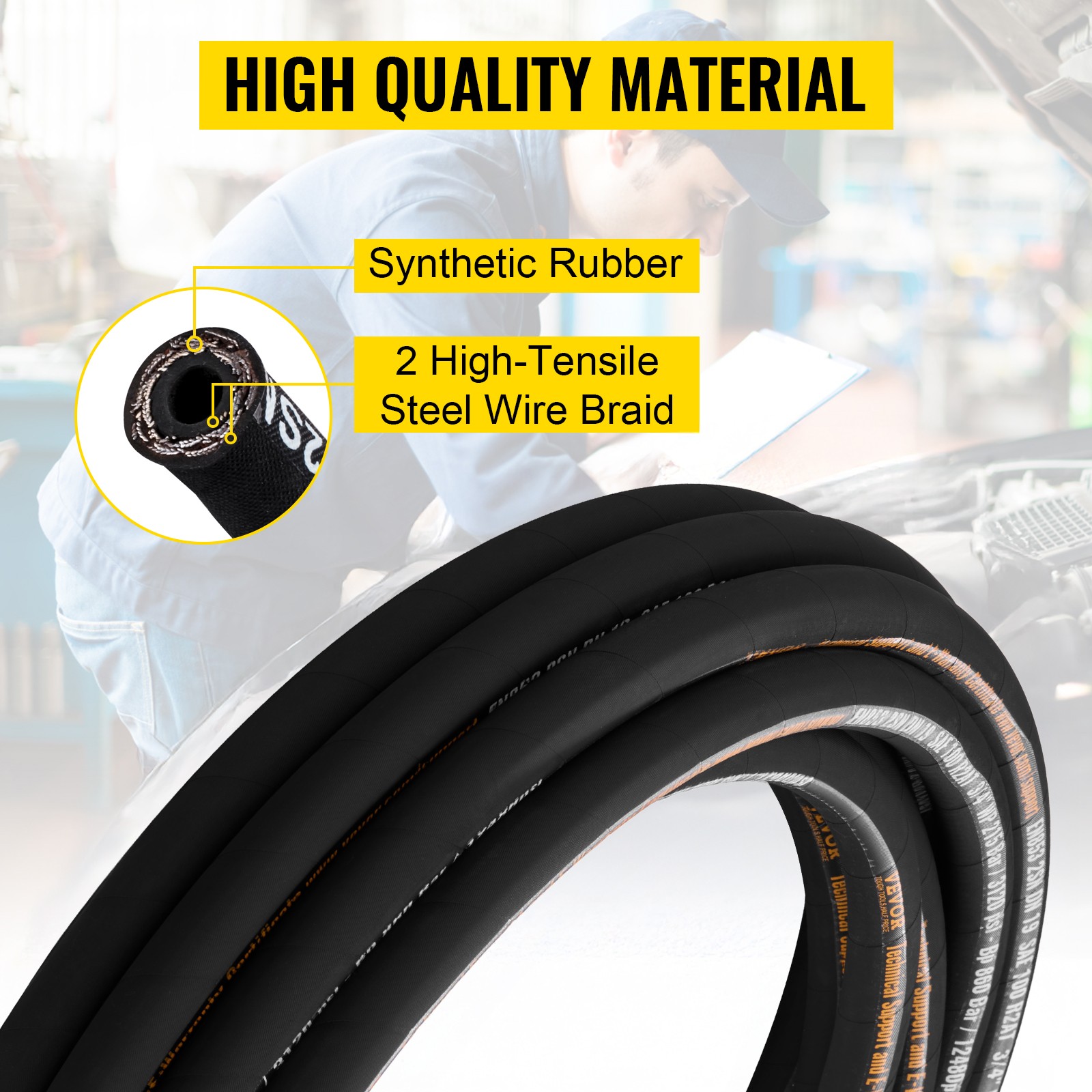 Uimoso Hydraulic Hose, 50 ft Coiled Hose, 3120 PSI High-Pressure Hose