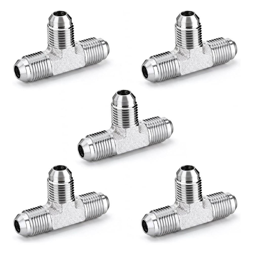 5PCS JIC Male 37° Flare Union Tee Hydraulic Fittings 3/8″ JIC Male x Male x Male