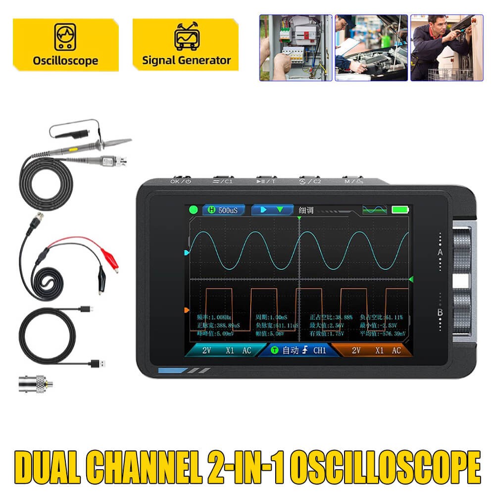 FNIRSI DS215H 2in1 Dual Channel Digital Oscilloscope Signal Generator 50MHz 250MSa/s