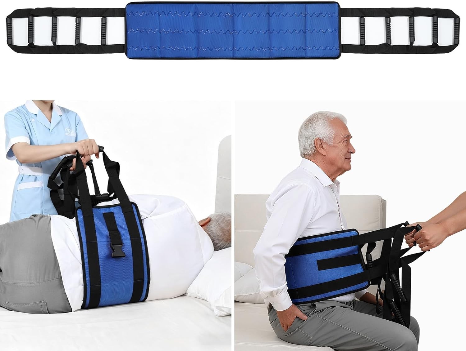 Rhino Valley Transfer Sling Gait Belt 10 Handles 330lbs Blue