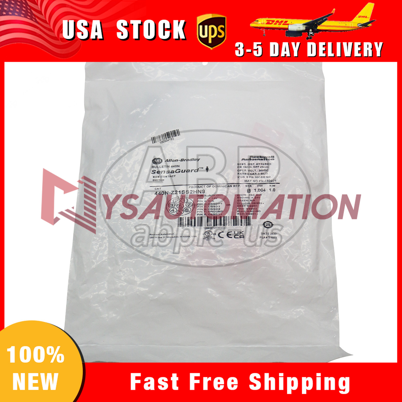 New Allen-Bradley 440N-Z21SS2HN9 Guardmaster Non Contact Switch 3-year warranty