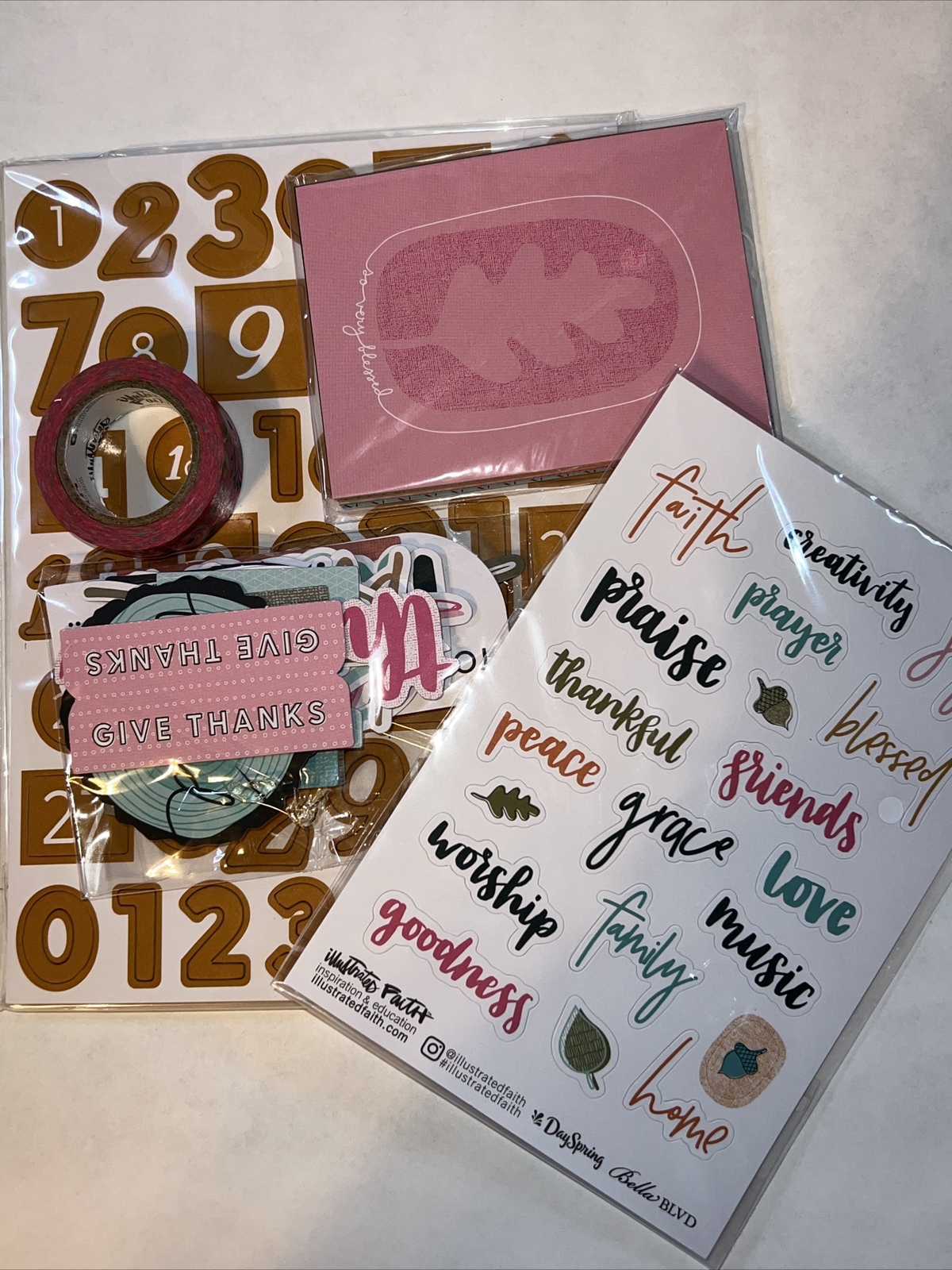 7+ Piece Illustrated Faith Journal Binder Kit Paper 6×8 Stickers Washi Ephemera