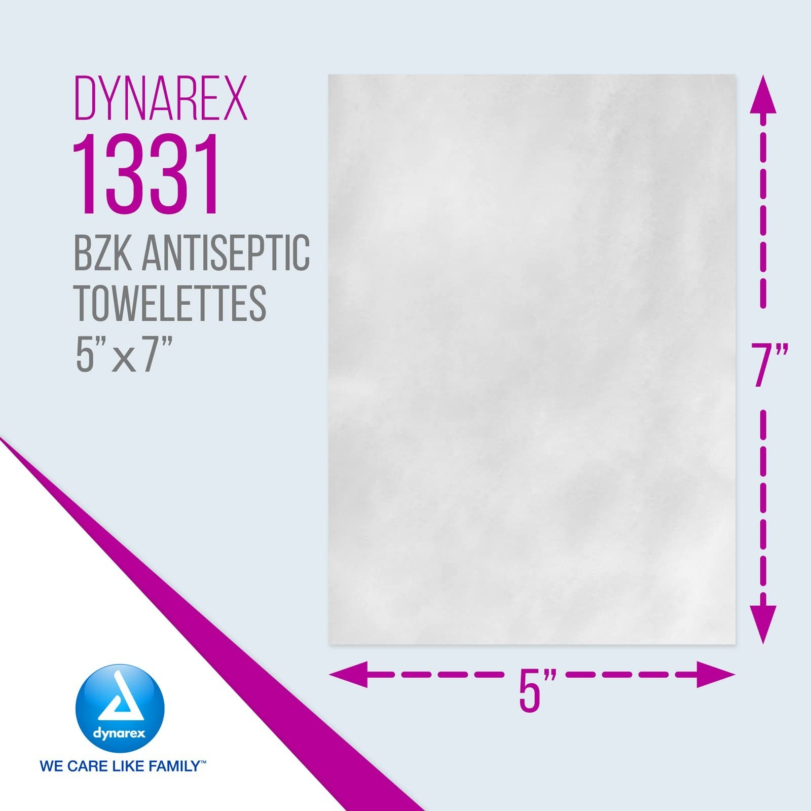 Dynarex BZK Antiseptic Towelettes – 5″x7″ – With Benzalkonium Chloride Formul…