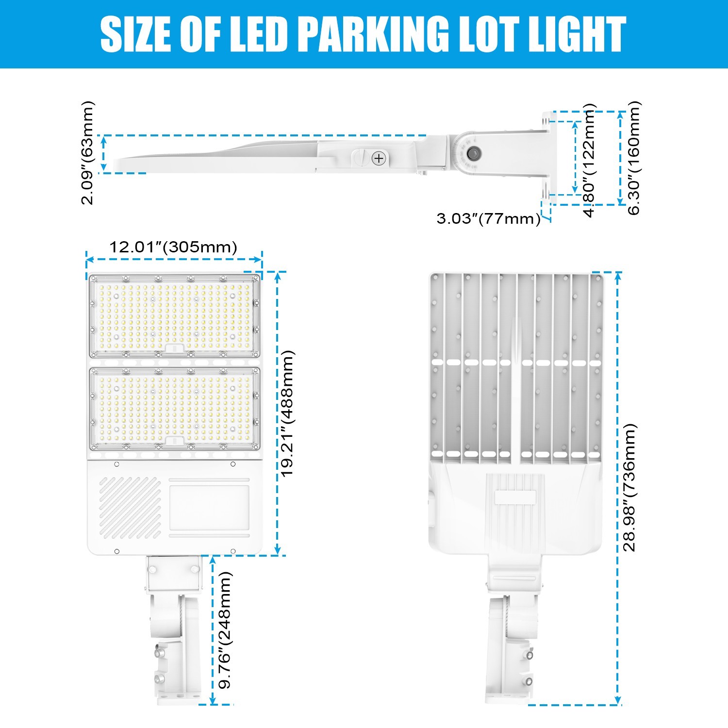 White LED Parking Lot Light 320W Dusk to Dawn Commercial Shoebox Fixture 48000Lm