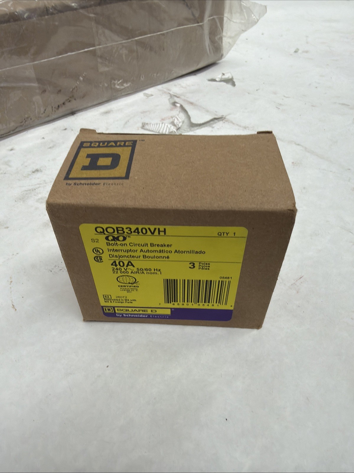 Square D QOB340VH 40A 240V 3-Pole Bolt-On AC Circuit Breaker On/Off
