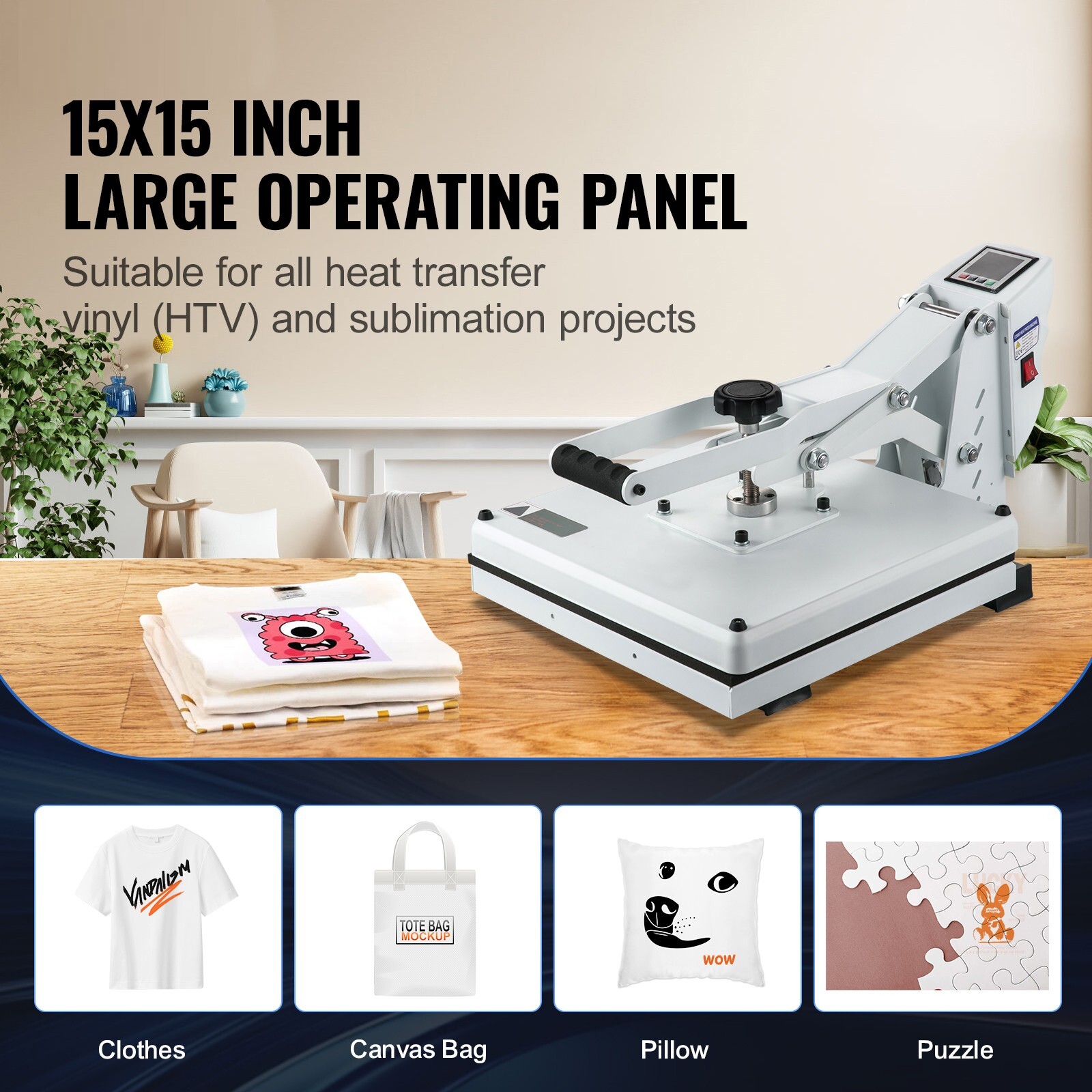 Heat Press Machine 15 x 15 in Sublimation Printer Transfer for DIY T-shirt