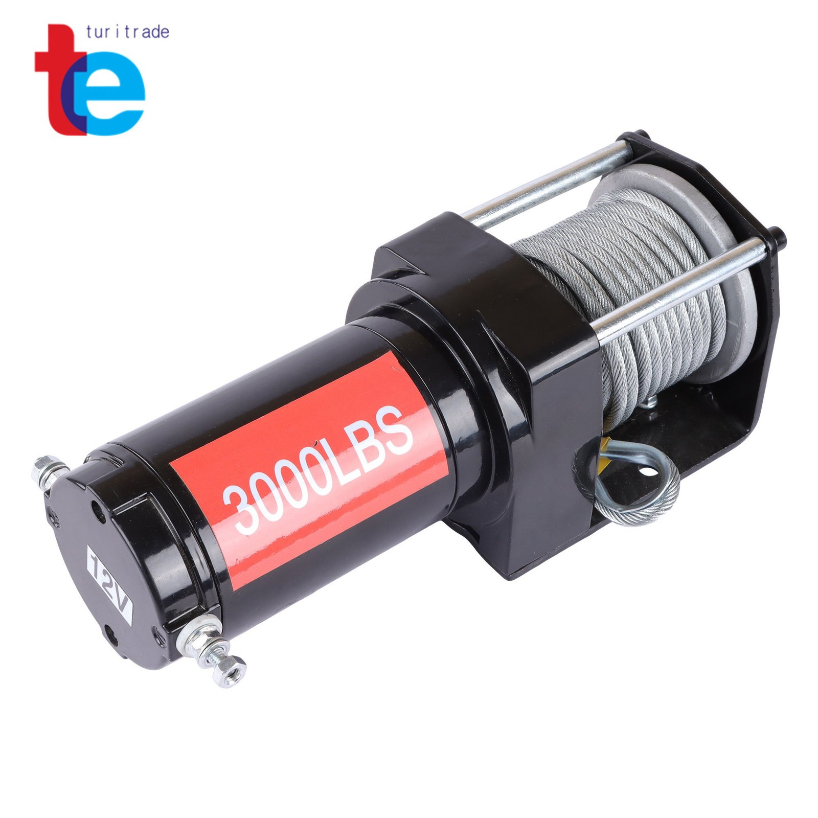 3000lb 32ft Steel Cable Electric Winch 12VDC/1.3HP Copper Motor 135:1 Gear Ratio