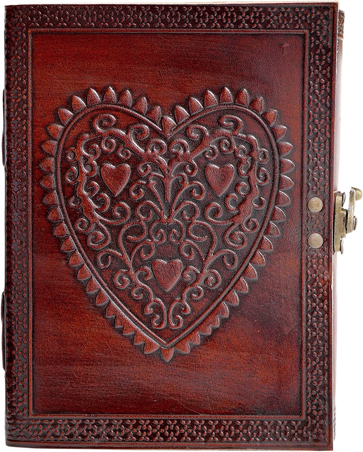 Leather Journal Notebook 8×6 Handmade Vintage Diary with Lock 200 Lined Page