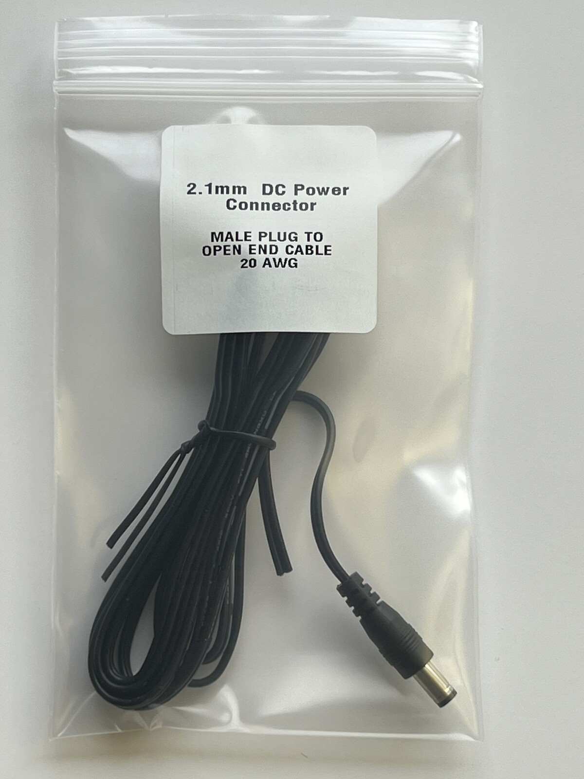 2.1MM DC Power Male Plug to Open End Cable – 20 AWG 6 Foot long