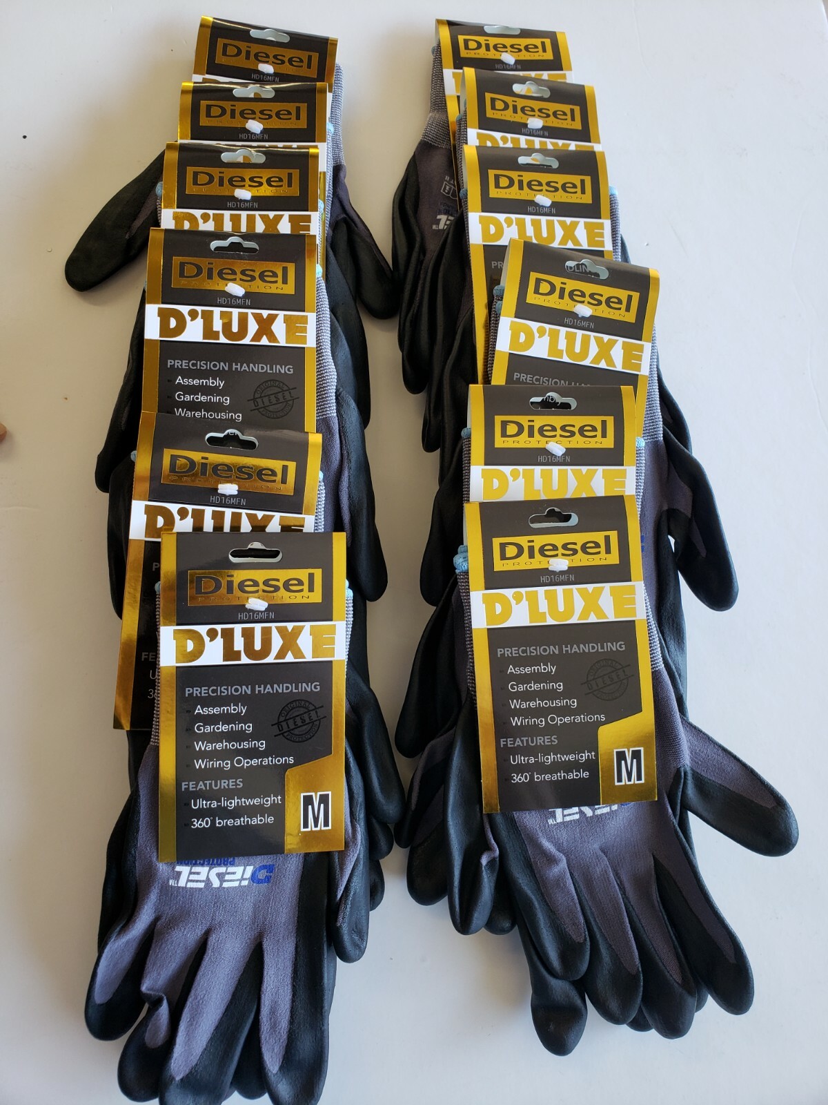12-Pair Diesel D’LUXE Glove Ultra-Lightweight breathable Smooth palms Small – XL