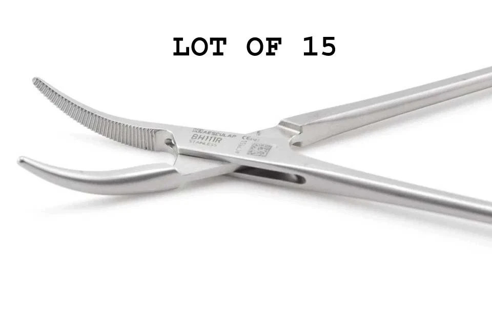 AESCULAP BH111R 15 Pcs Halsted Mosquito Crile Curved Forceps Serrated Jaw 5″