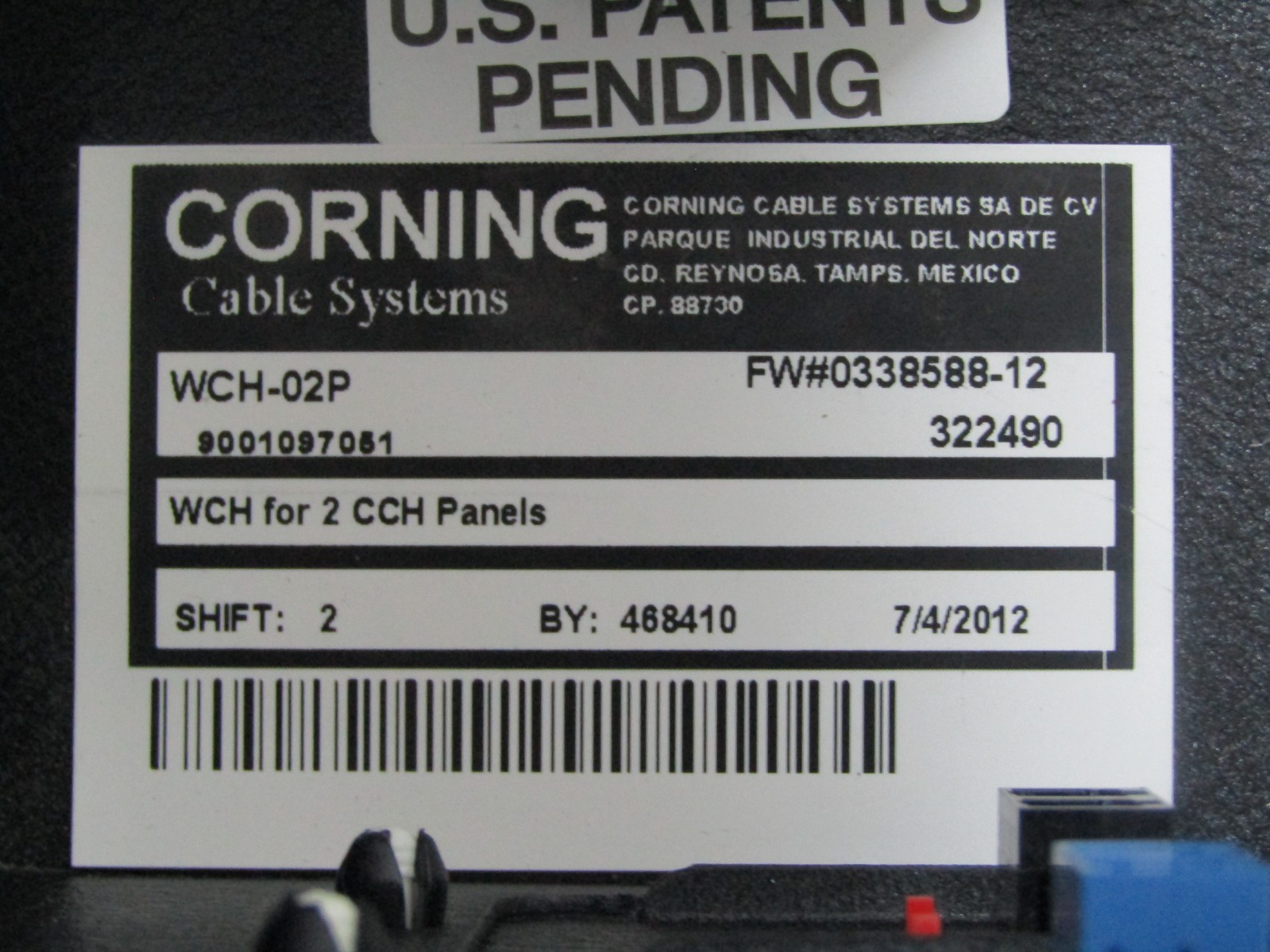 💥CORNING 2 PANEL WALL MOUNT ENCLOSURE HOLDS CCH FIBER PANELS WCH-02P