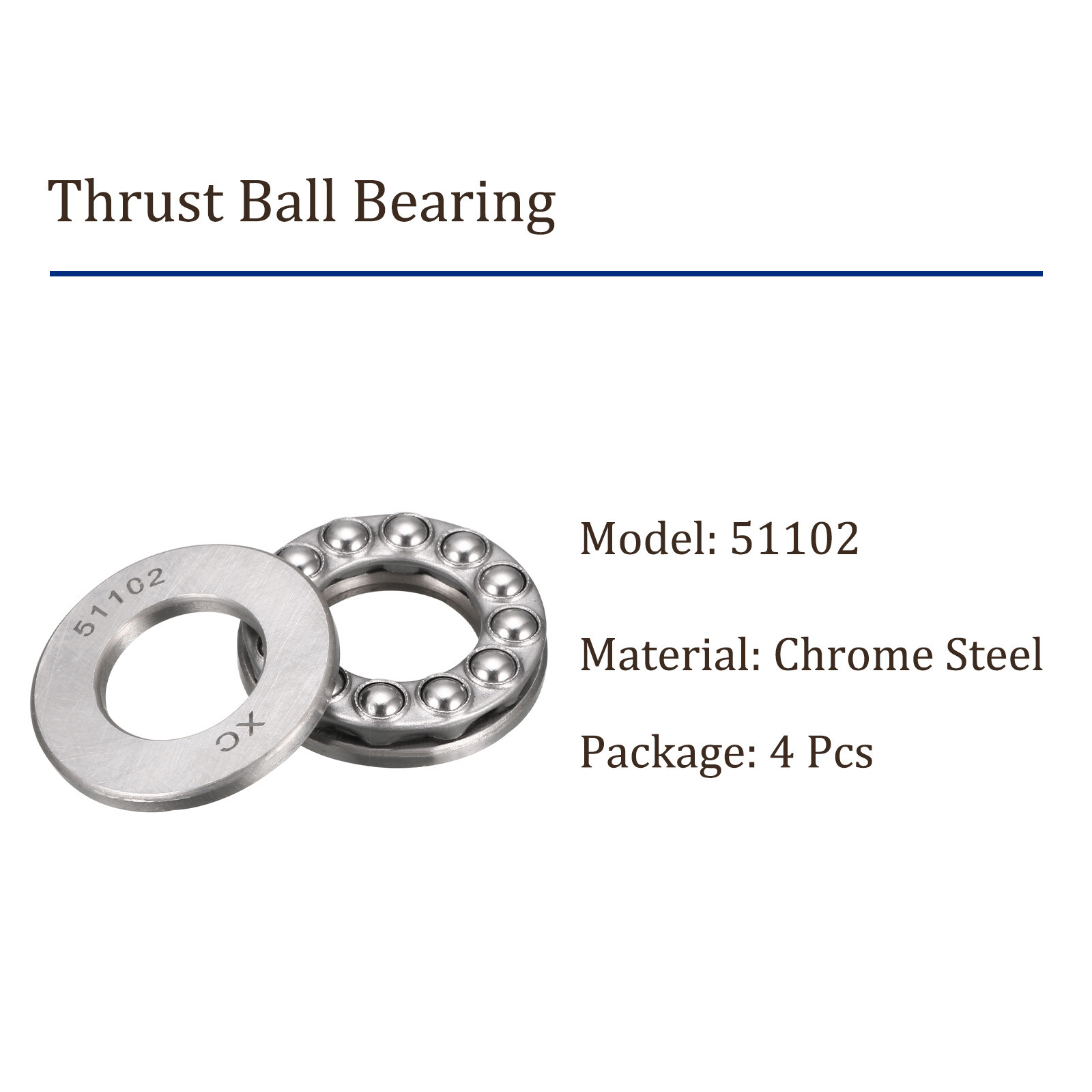 4pcs 51102 Thrust Ball Bearing 15mm x 28mm x 9mm Chrome Steel Miniature
