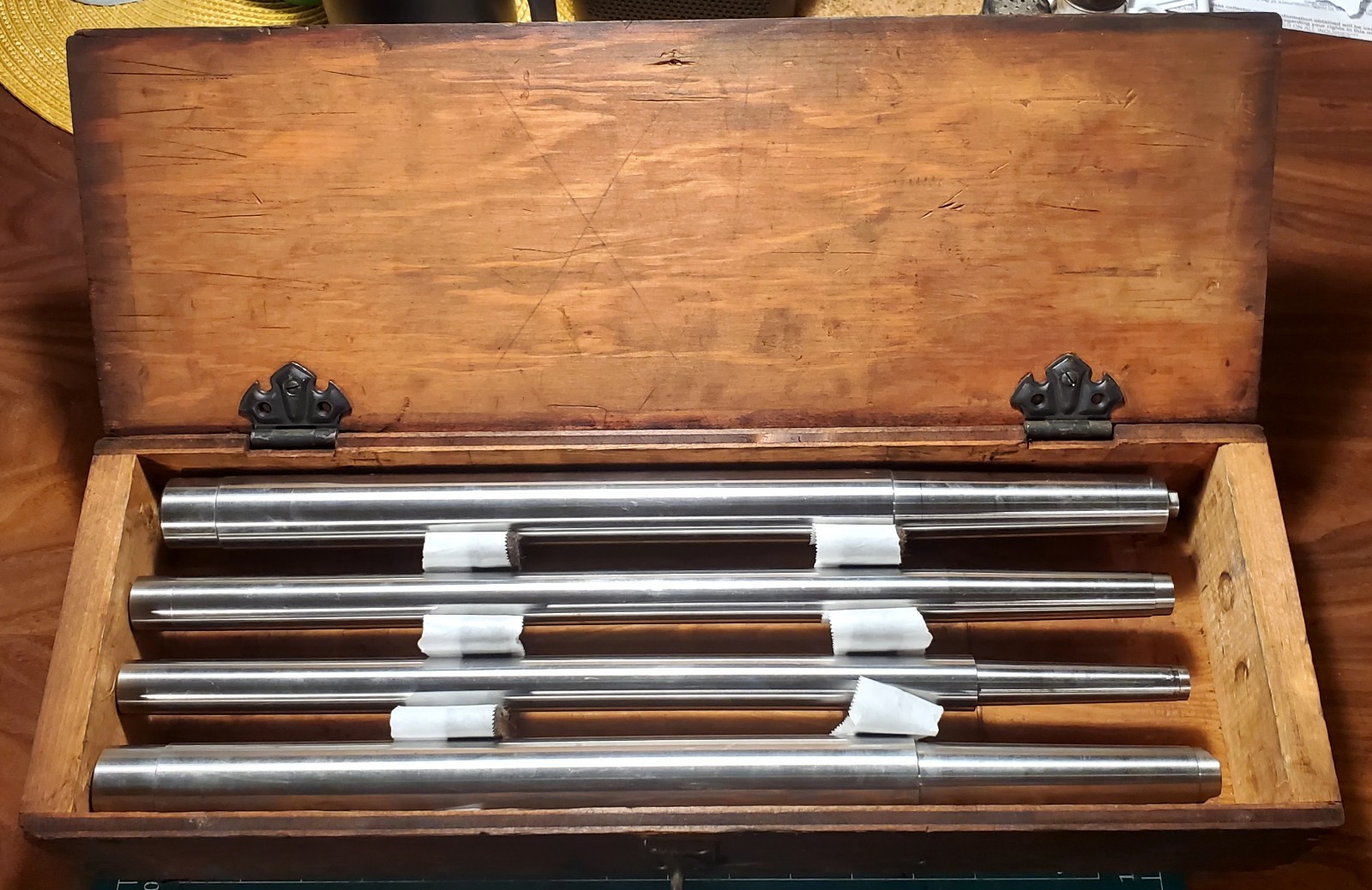 Set of 4 Morse Taper Test Bars in Wooden Box