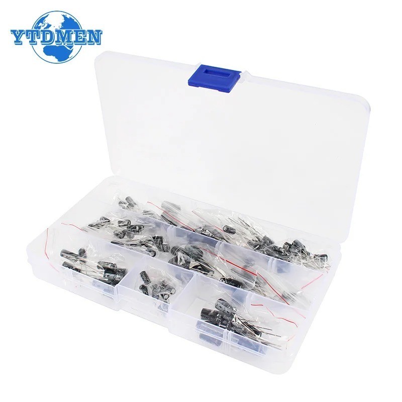 120pcs Electrolytic Capacitor Kit 1uF-470uF 16V/25V/50V Assorted DIP Components