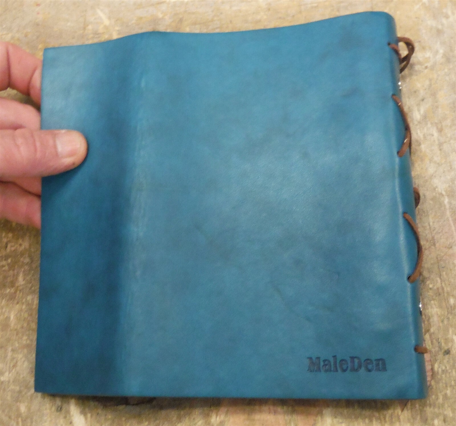 MaleDen Teal Color Leather Bound Travel Journel (Re-Fillable) NICE! FREE SHIP b2