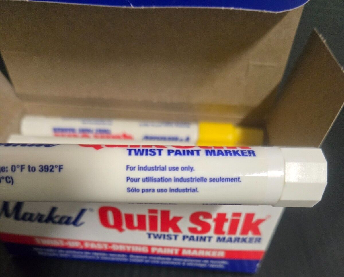 12 Pack Yellow Markal Quik Stik Twist-Up, Fast Drying Paint Markers P/N 61053