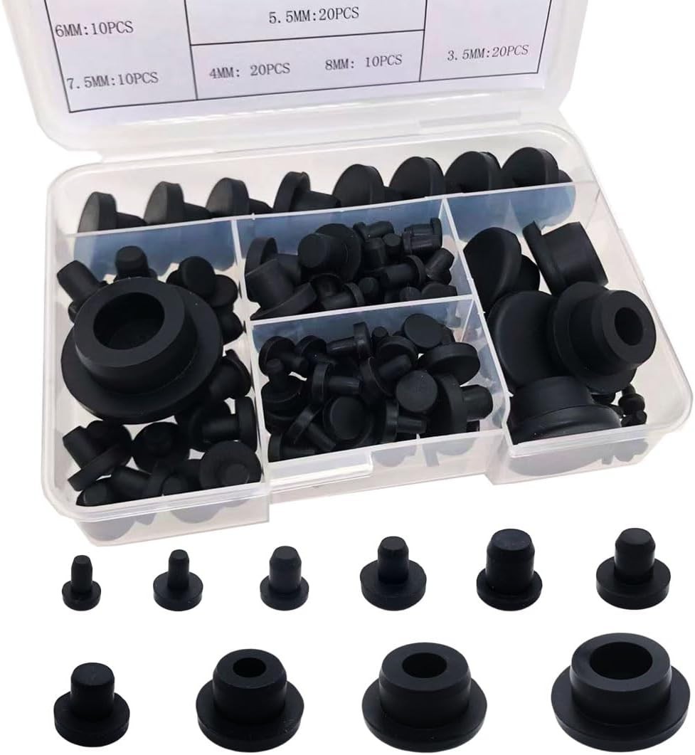 115-Piece Silicone Rubber Hole Plug Set – 10 Sizes for Sealing and Covering