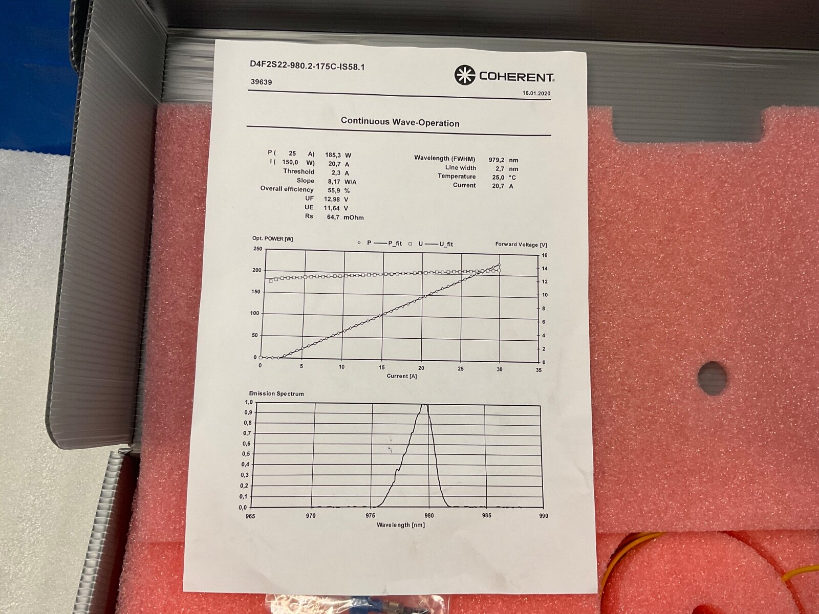 Rofin Dilas D4F2S22-980.2-175C-IS58.1 Continuous Wave-Operation Coherent AS IS