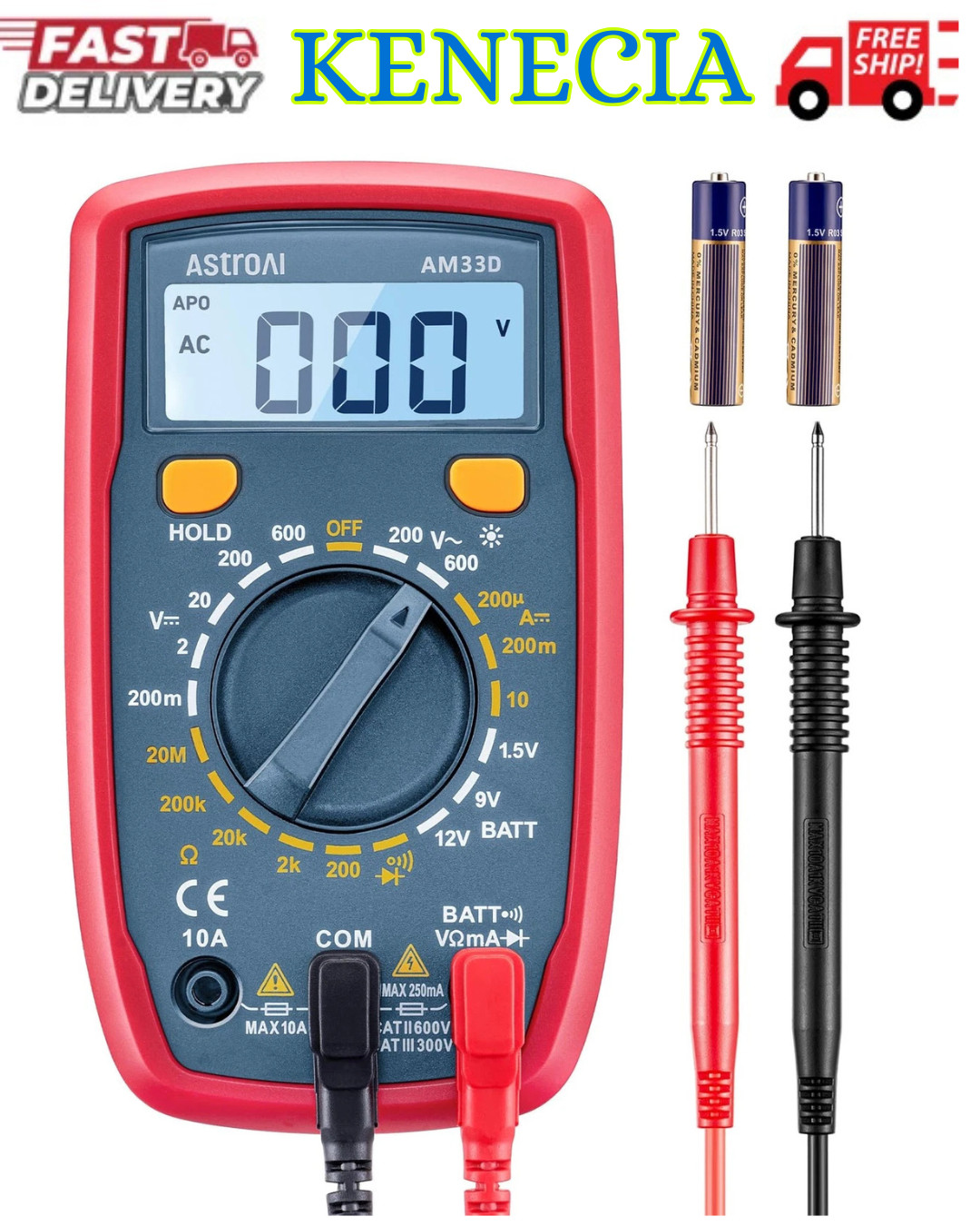 Digital Multimeter Tester 2000 Counts with DC AC Voltmeter and Ohm Volt Amp Mete