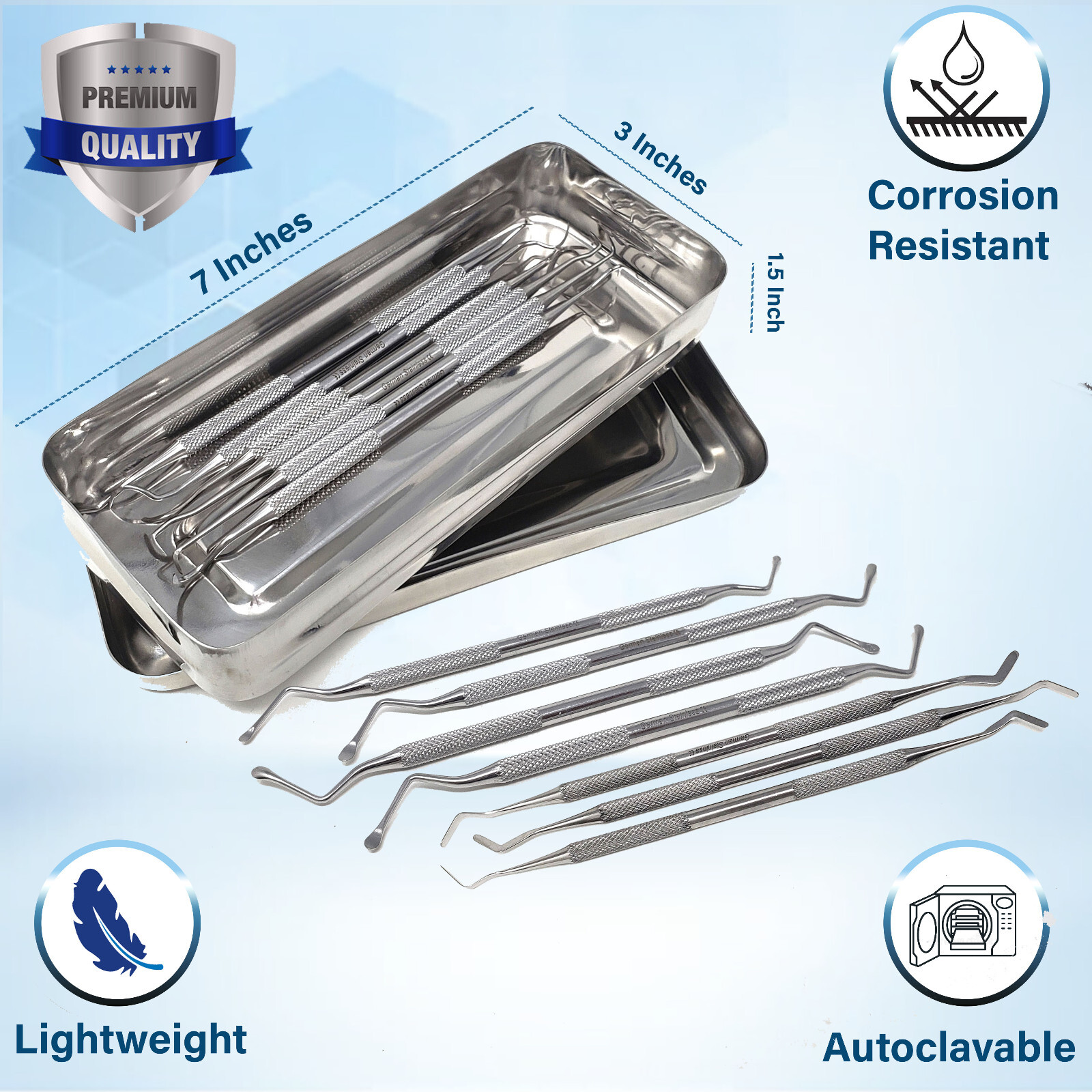 All in 1, 11Pc Dental Curettes,Pluggers & Composite Filling Set +Instrument Box