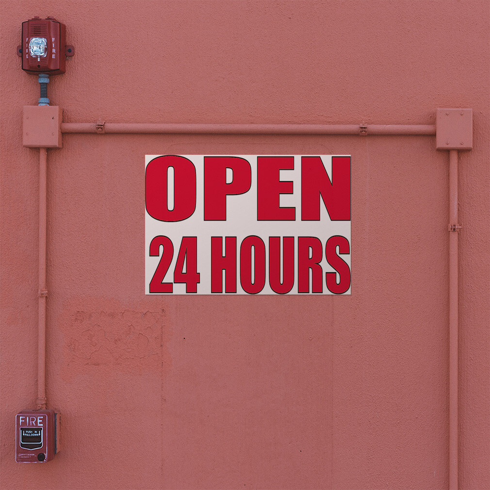 Decal Stickers Open 24 Hours Outdoor Advertising Printing Vinyl Store Sign Label
