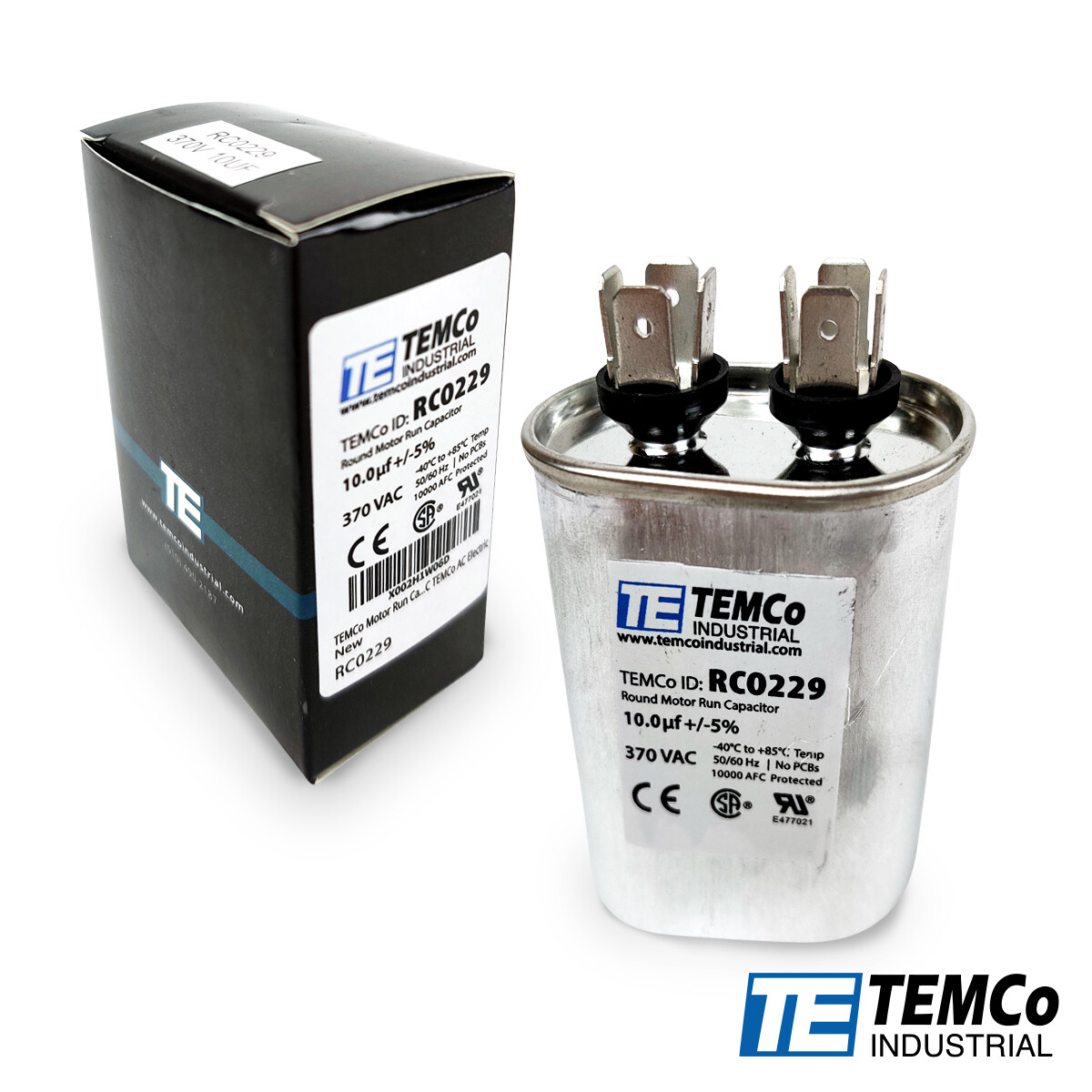 TEMCo 10 uf/MFD 370 VAC volts Oval Run Capacitor 50/60 Hz -Lot-1