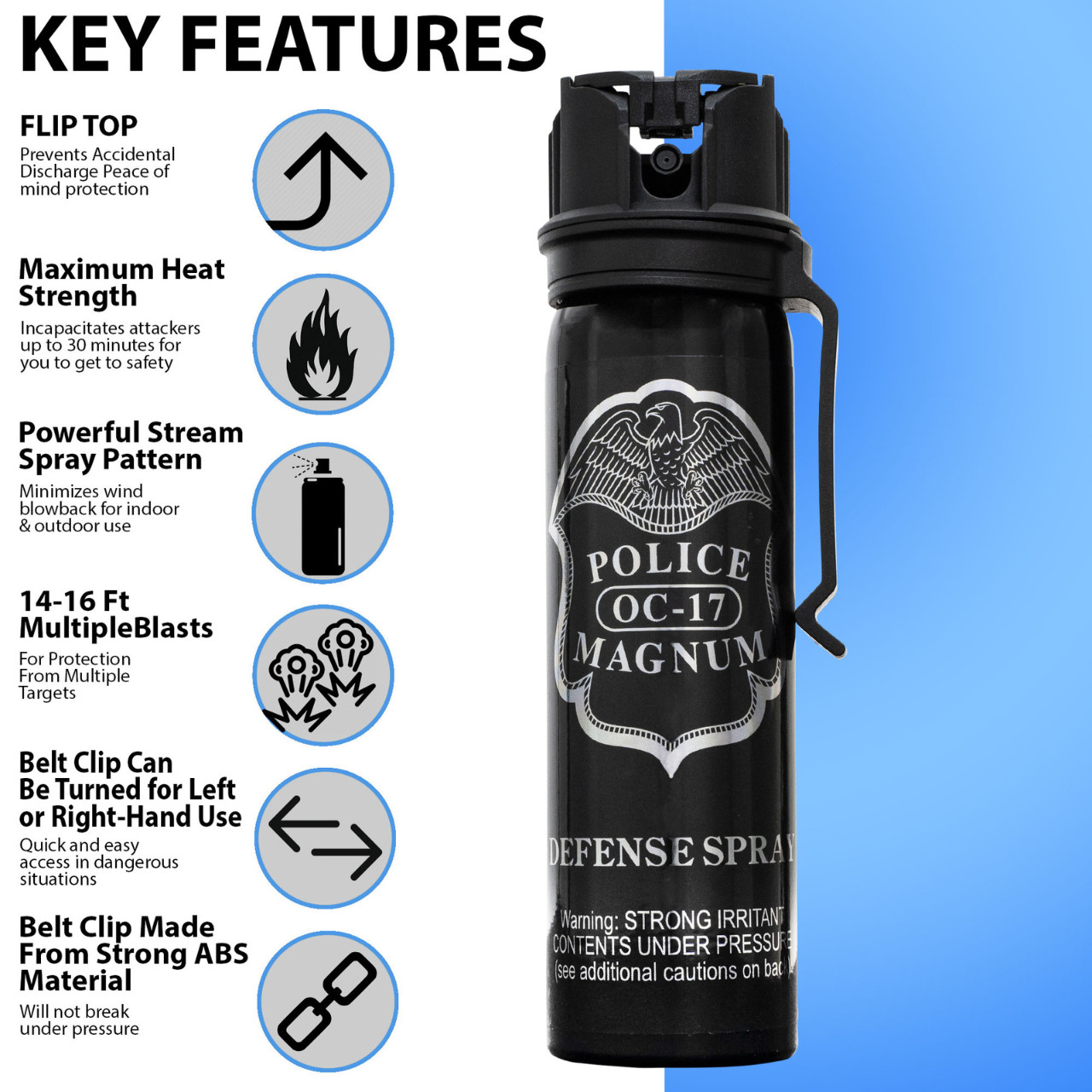 Police Magnum pepper spray combo defense- 4oz Fire Master & 4oz Flip Top STM BC