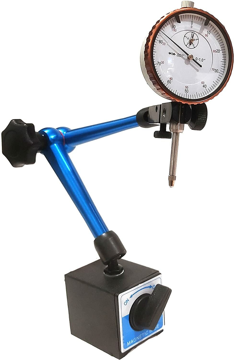 Magnetic Base Dial Indicator 1″ Travel 0.001″ New Fine Adjustment