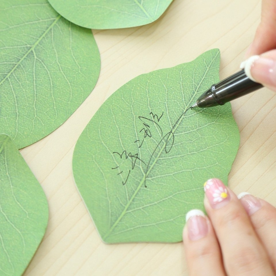 Cute Leaf Sticky Notes Memo Pad Self-Adhesive Sticky Notes Bookmark Stationery
