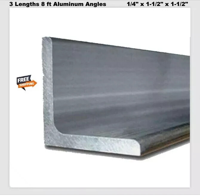 8 Feet Aluminum Angles 1/4 in x 1-1/2″ Unpolished Alloy 6061 Stock NEW