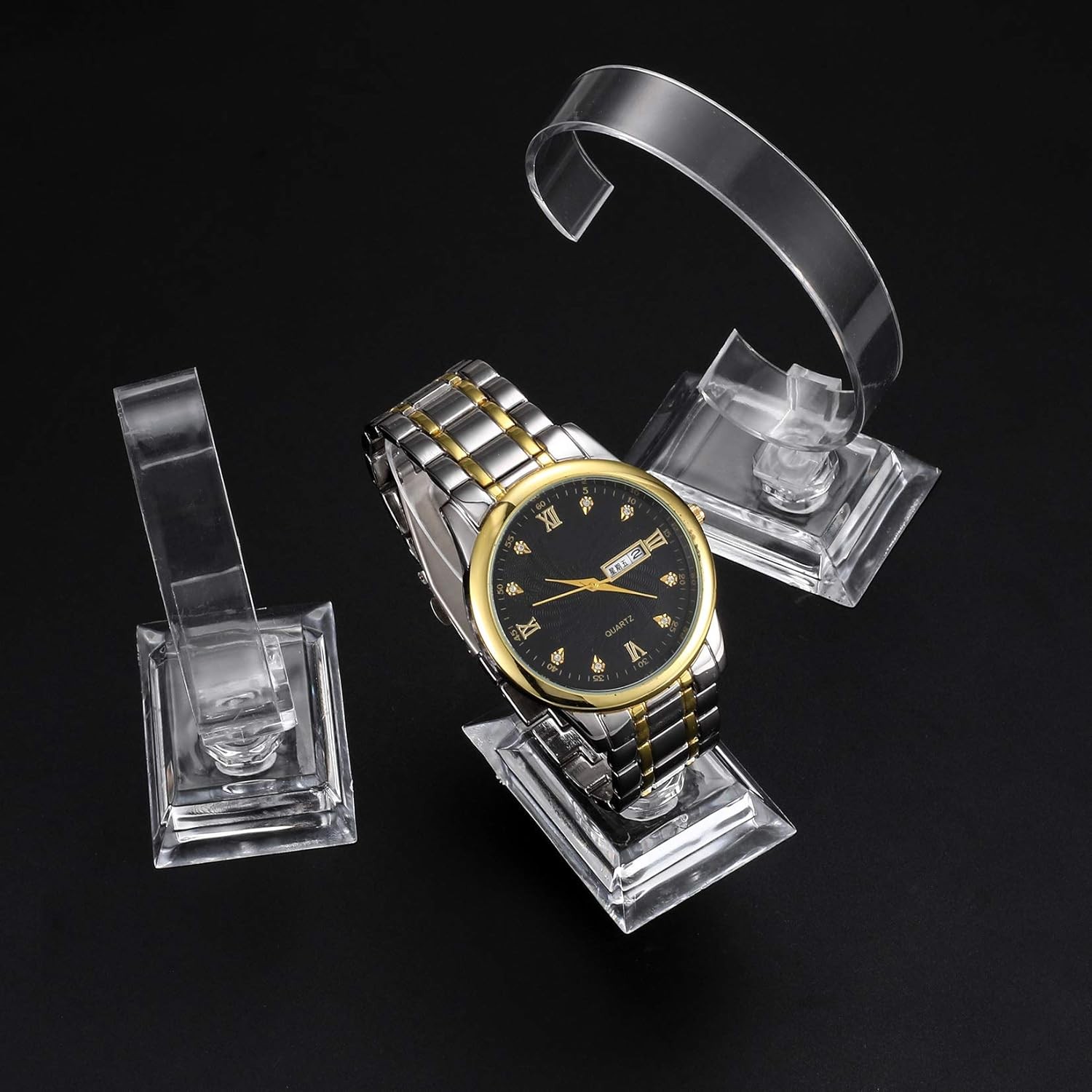 10 Pcs Watch Display Stand Holder, 4 inch/3.5 inch Clear Plastic Watch Display