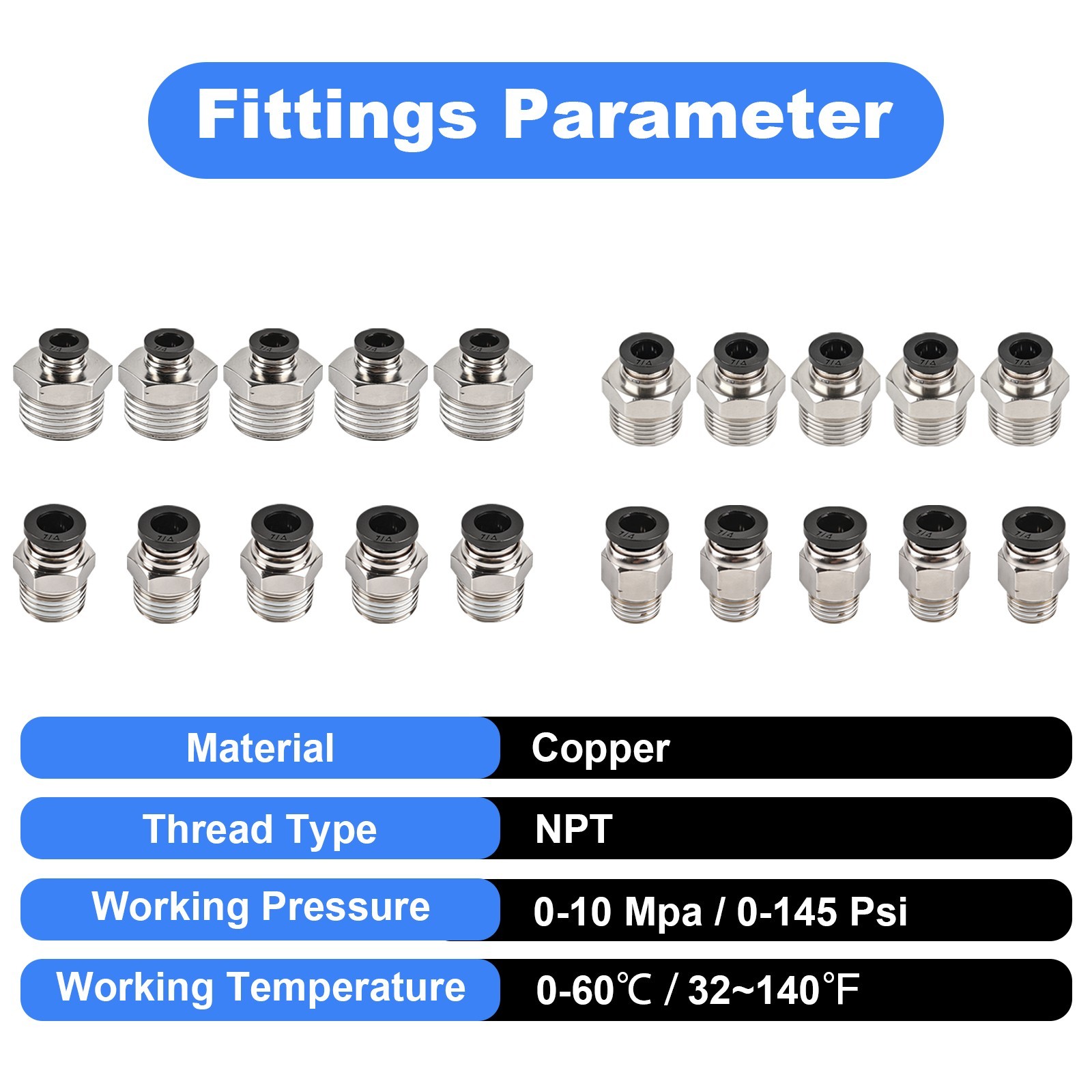 1/4» Air Tubing Kit, 50ft Nylon Hose 1/2 3/8 1/4 1/8 Push to Connect Fittings