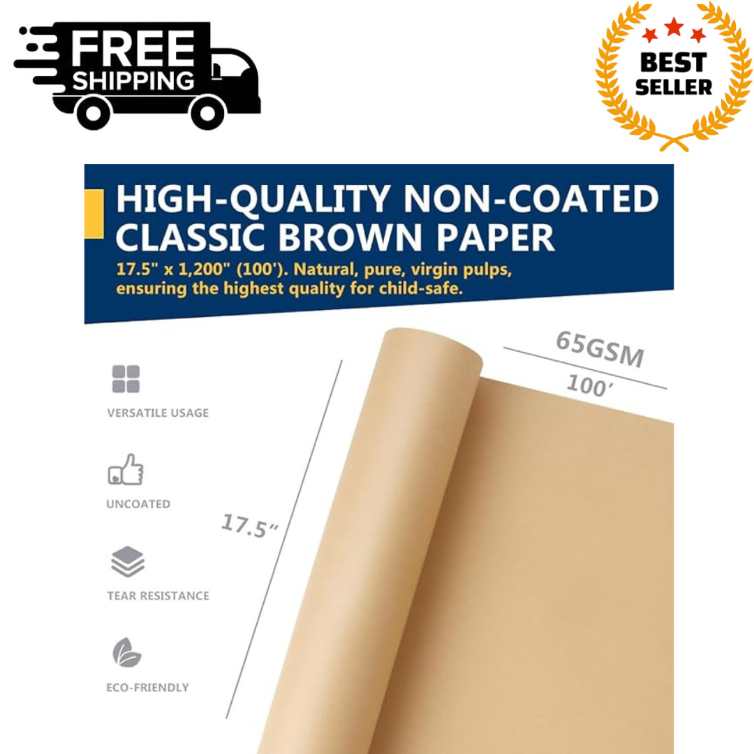 17.5″ x 1200» Brown Kraft Paper 50 lb Basis Thick Roll Packaging Shipping NEW