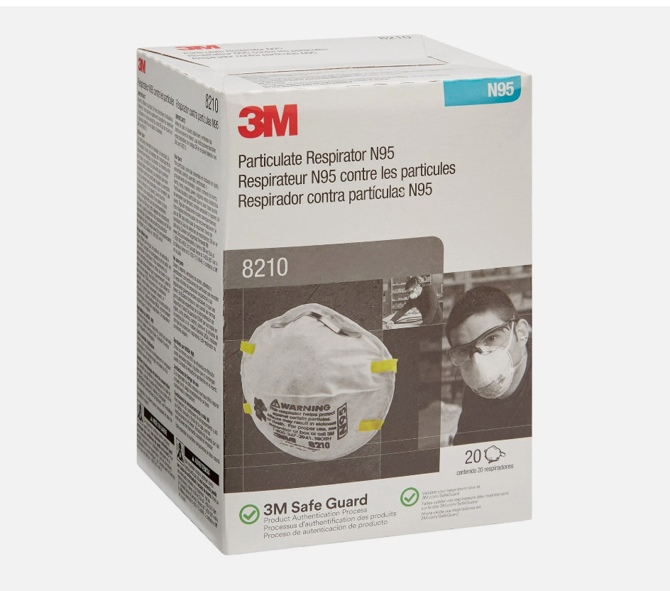 New 3M N95 Particulate Respirator Face Mask 8210 – Box Of 20 PCS