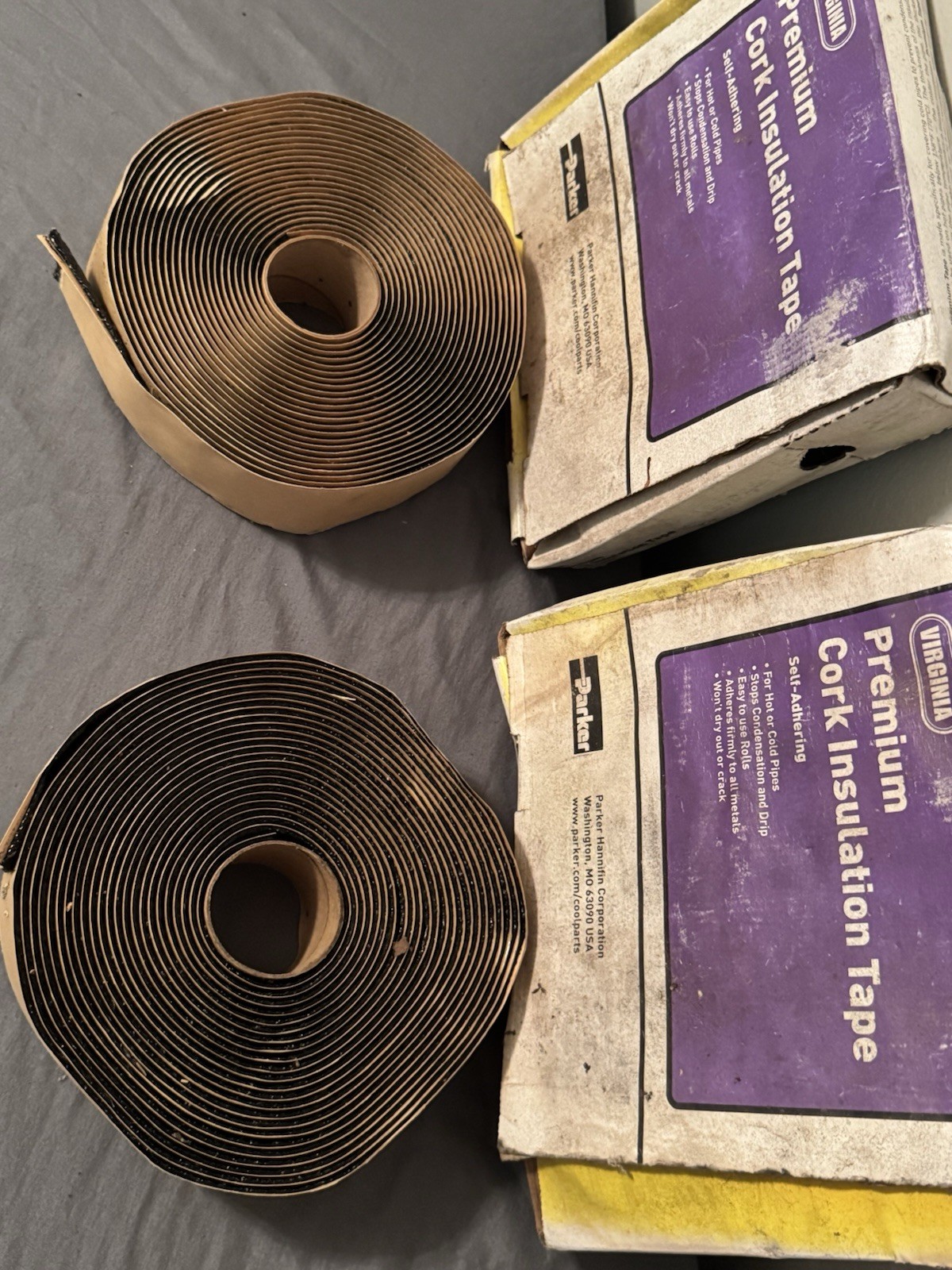 Parker Virginia Premium Cork Insulation Tape 2″ x 30′ PT-1 475291 Lot of 2 NOS