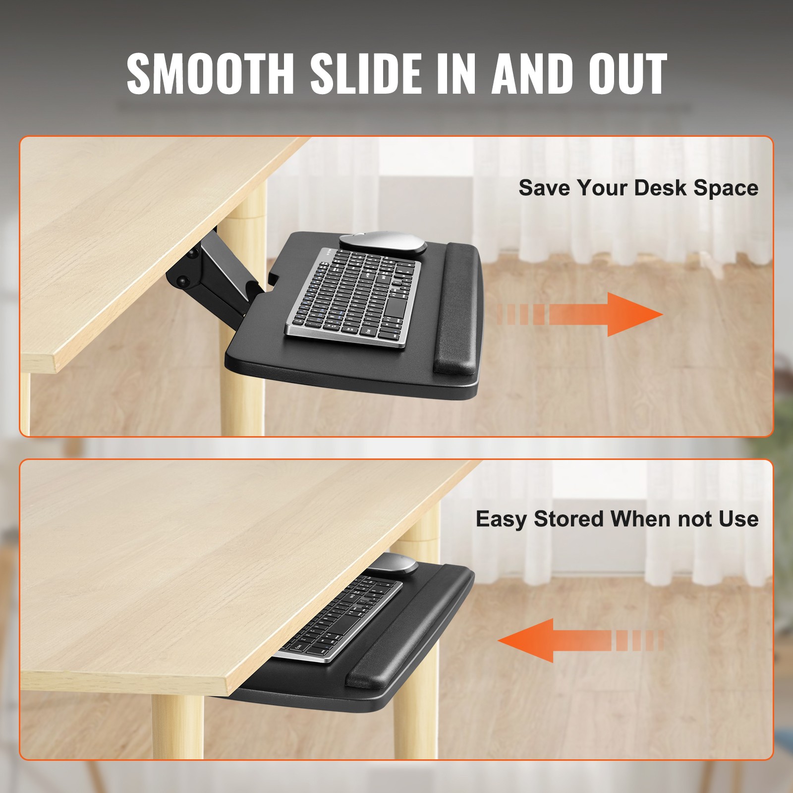 VEVOR Keyboard Tray Under Desk Ergonomic Pull out Keyboard/Mouse Tray 25×9.8 in