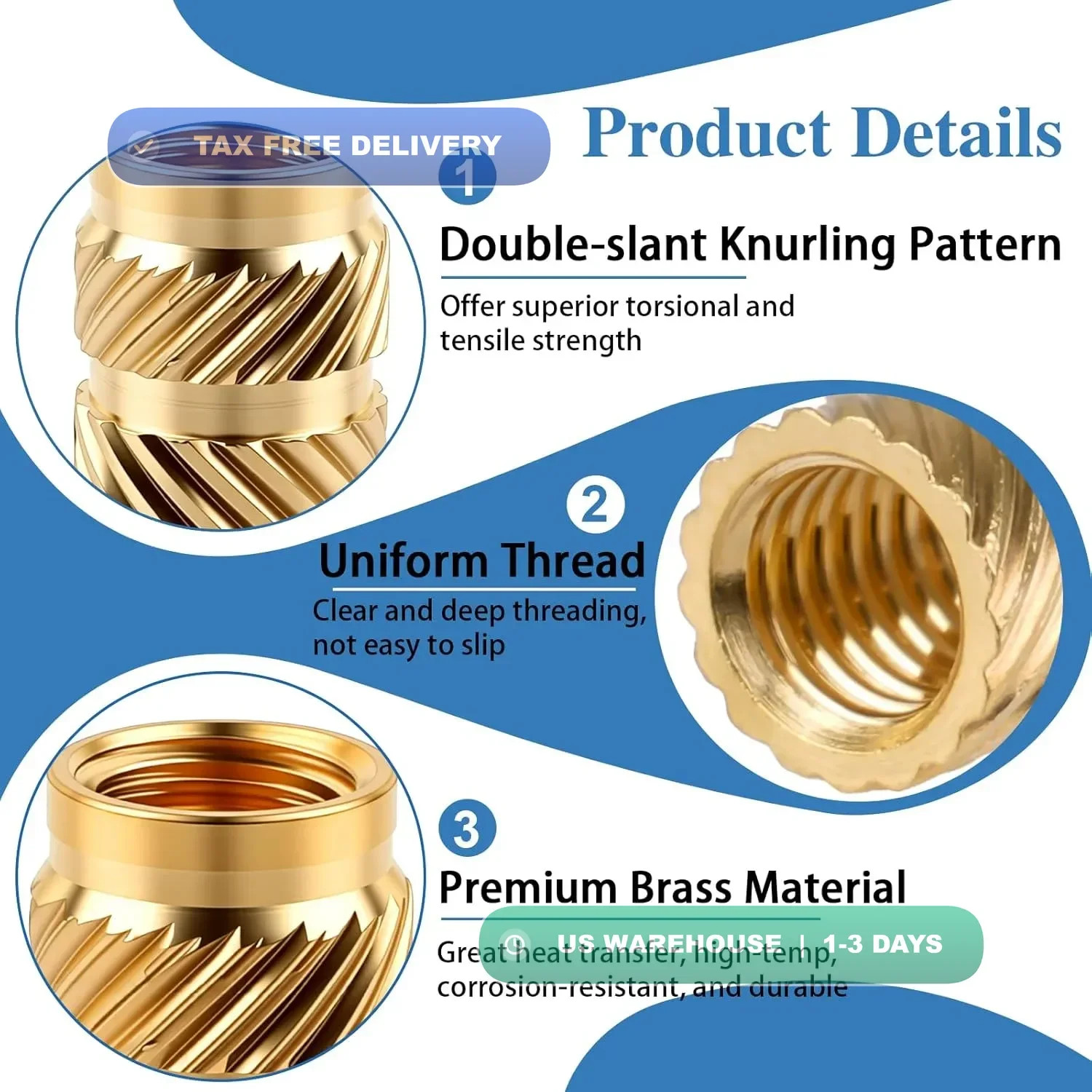420 Pcs Threaded Inserts, M2 M2.5 M3 M4 M5 M6 Brass Heat Set Inserts for Plastic