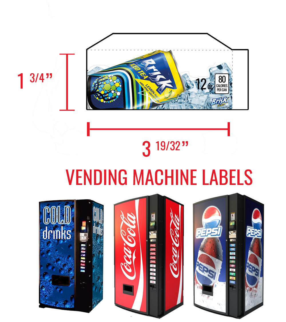 (10) Dixie Narco 501e 12 oz «CAN» Vend Labels – Flavor Strips -VARIETY PACK
