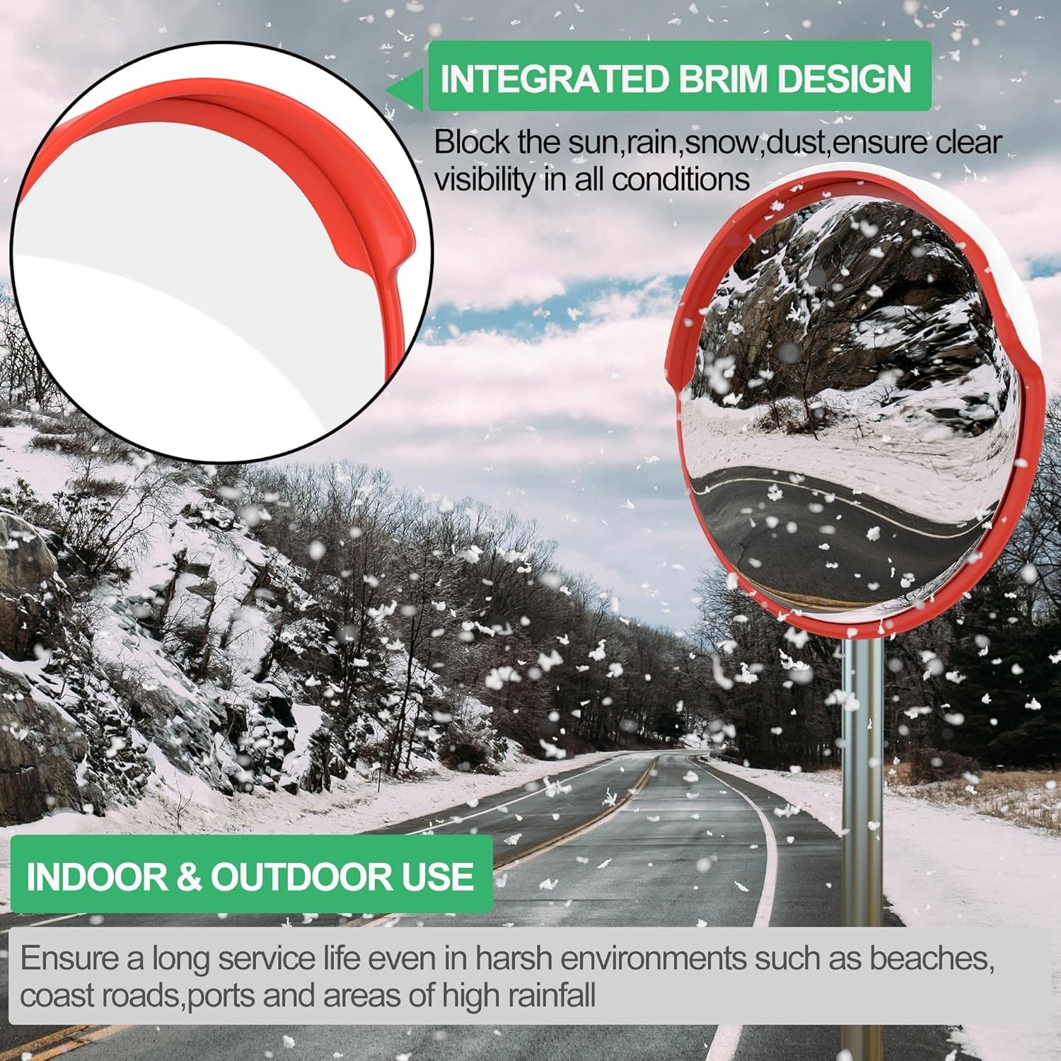 32″ Convex Security Traffic Mirror & Bracket w/Shed~High Visibility~Shatterproof